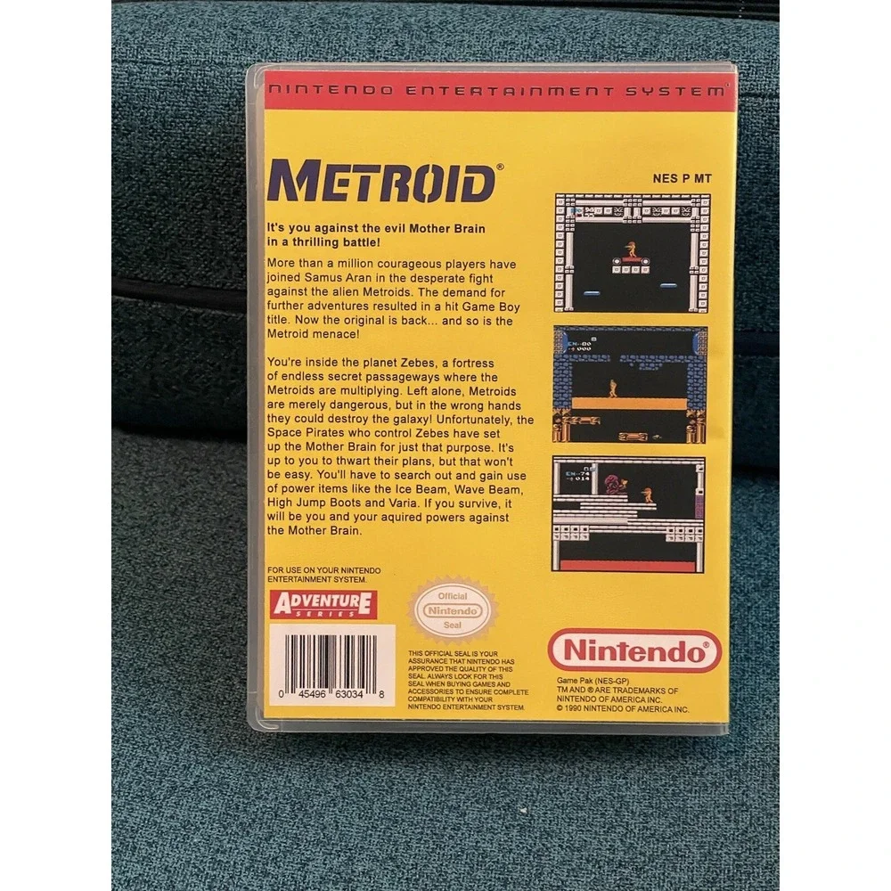 METROID- YELLOW LABEL- Classic Series( NES 1992) W/Box. Good Condition